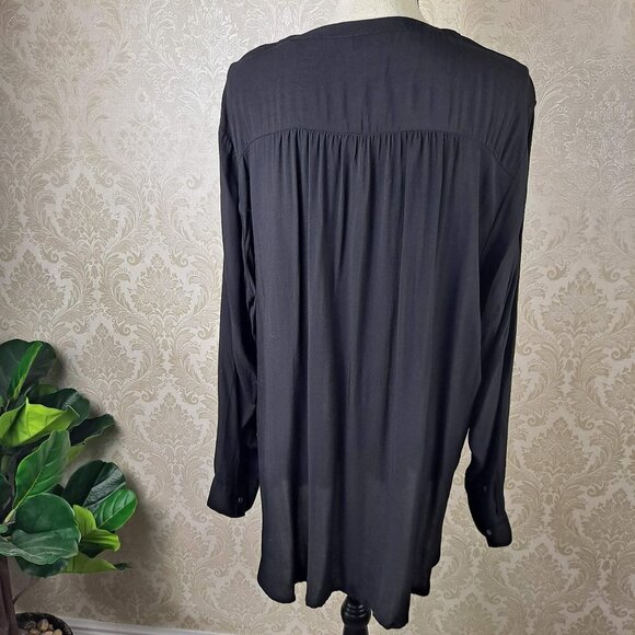 Old Navy Size XXL “The Tunic Shirt” Black Long Sleeve Round Collar Lightweight - Picture 7 of 13